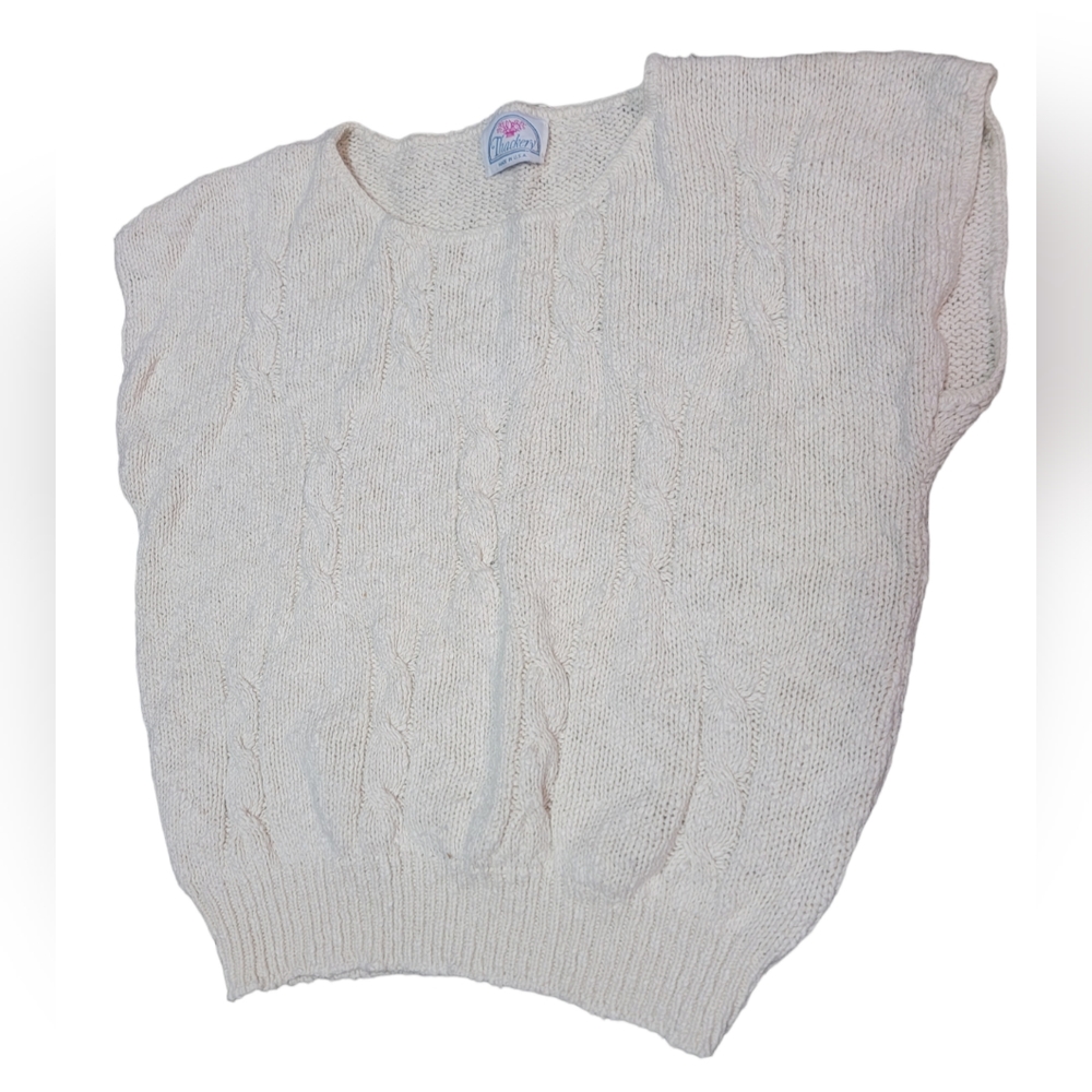 Vintage Thackery Knit Short Sleeve Sweater Vest Size Large